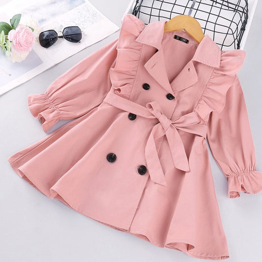 Trench-coat pour fille avec veste croisée unie